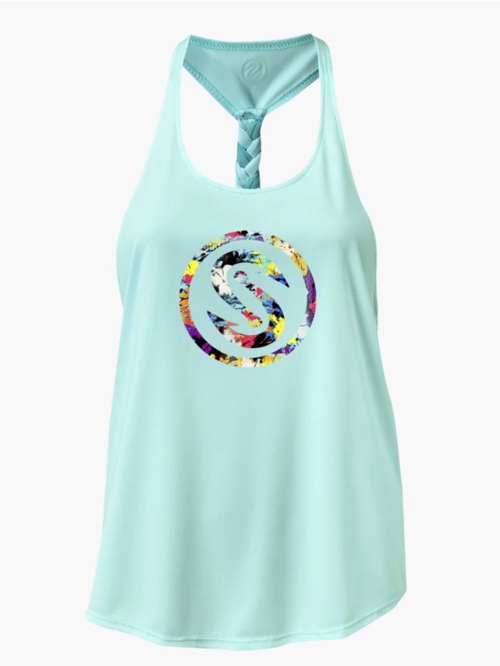 Scales NWT beach cover up Braided-Racerback Tank Top in Light Aqua Logo dress